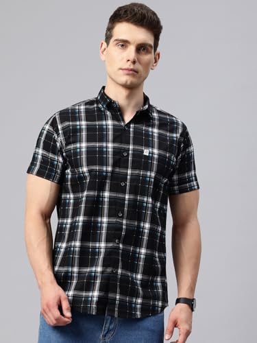 Image of Majestic Man Slim Fit Short Sleeve Checked Pure Cotton Casual Shirt