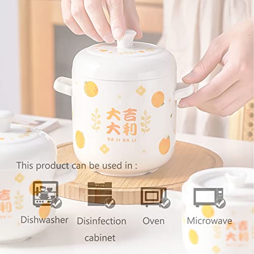 Tigela De Sopa De Cebola Qeeadeea Com Alças E Tampa, tigela De Cerâmica De 40 Oz, Cofre Forte Para M