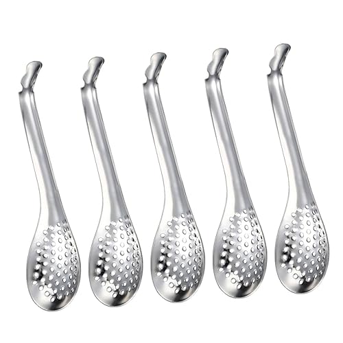 GRIRIW Smooth Surface Fine Strainer Collapsible 5pcs Stainless Steel Colanders for Caviar Spoons