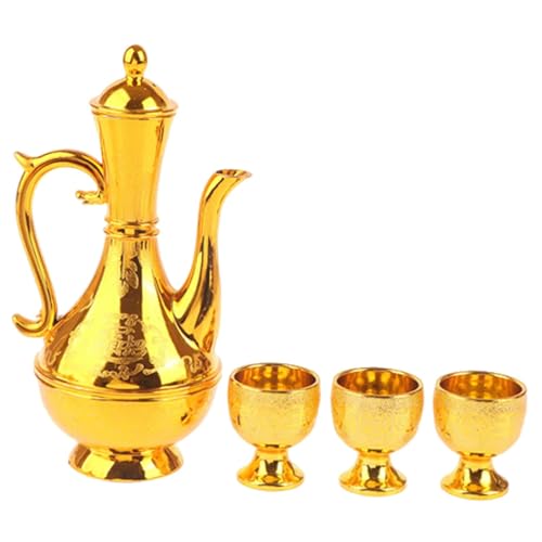 Milageto Juego de cafetera, vajilla Dorada para Fiestas, decoración, 3 Tazas, Adorno, Juego de té para Bodas, comedores, hogar y Dormitorio, Style a Milageto Juego de cafetera, vajilla Dorada para Fiestas, decoración, 3 Tazas, Adorno, Juego de té para Bodas, comedores, hogar y Dormitorio, Style a