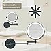 MIROAMZ Rechargeable Wall Mounted Lighted Makeup Vanity Mirror 8 Inch Double Sided 1X 10X Magnifying Bathroom Mirror, 3 Color Lighting, Touch Screen Dimming, 360 Rotation Shaving Matte Black