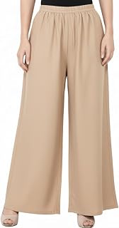 Soft Thick Rayon Plain Palazzo Pants with Wide-Leg Design and Elastic Waist Price In India