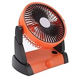 Pequeño Ventilador USB Personal, Mini Ventilador de Mesa Portátil con 2 Niveles LED, Ventilador de Mesa Recargable Portátil Silencioso con Batería de 5000 MAh para Oficina de Escritorio (Naranja)