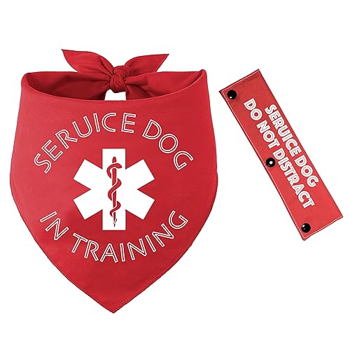 YROVWENQ 2 bufandas rojas para perros de servicio en entrenamiento, bandana roja con Seruice Dog Do Not Distract Dog Red Strap Wrap para amantes de los perros, dueño, mascota, regalo de cumpleaños