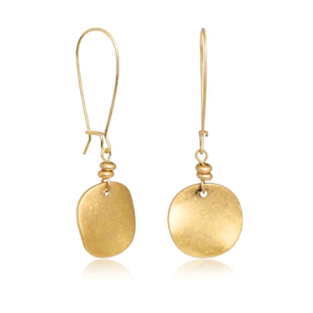 Vintage Disc Coin Statement Long Dangle Drop Big Hoop Earrings for Women Minimalist Geometric Brushed 18k Gold Plated Lightweight Hypoallergenic Dangling Hanging Trendy Fashion Jewelry Gift