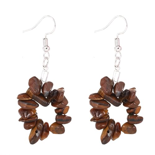 Boucles d'oreilles pierre de cristal naturel œil de tigre à offrir pour un anniversaire