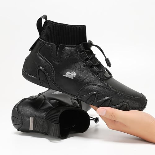 Men'S Waterproof Leather Lightweight Outdoor Ankle Boots Comfortable Round Toe Soft Sole Non-Slip Driving Walking High Top Chukka Boots Slip-On Lightweight Sports Shoes2