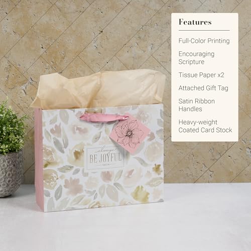 Image of Christian Art Gifts Large Gift Bag with Tissue Paper, Be Joyful