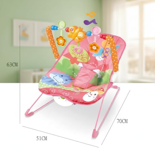 Safe-O-Kid® Harmony Baby Rocker Cum Bouncer with 1 Year Warranty, Multi-Position Reclining, with Music, Vibrations, Safety Harness - Pink