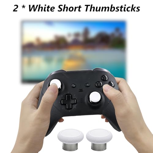 Image of 2 Pack Elite 2 Controller Short Thumbsticks Replacement for Xbox Elite Series 2 Controller,0.39in Standard Height Concave Magnetic Analog Short Joysticks Replacement for Elite Series 2 Core (White)