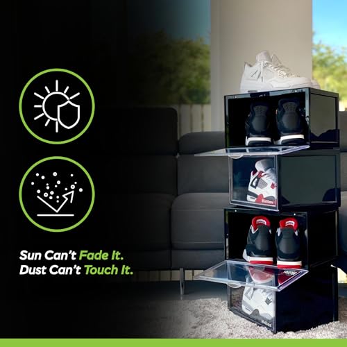 Image of Helios Stackable Shoe Storage Boxes Side Drop || Shoe Rack || Shoe Organizer || Shoe Boxes Smoke Black Plastic Stackable Shoe Containers(Black, Pack of 5)