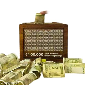 Wooden Money Saving Box | Cash Saver Money Box with Counting Target Coin Bank Coin Bank (Brown) Dadarwal_Money_Bank_1100-image-33