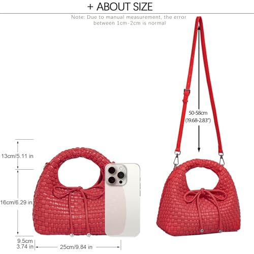 Image of JINMANXUE Fashion Mini Handbag For Women, Woven Tote Bucket Composite Bag Knitting Chain Bags, Crossbody Shoulder Purses