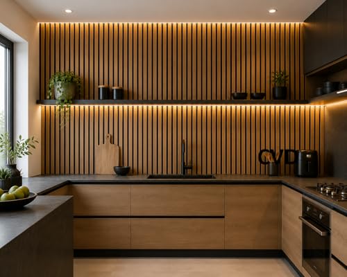 Image of CVD 3D Light Wooden & Black Wallpaper | Peel & Stick Self Adhesive Wallpaper | Waterproof & Removable | Home Decor for Bedroom, Living Room & TV Wall (70 x 70 cm, Approx. 5.8 Sq. Feet, 1 Piece)
