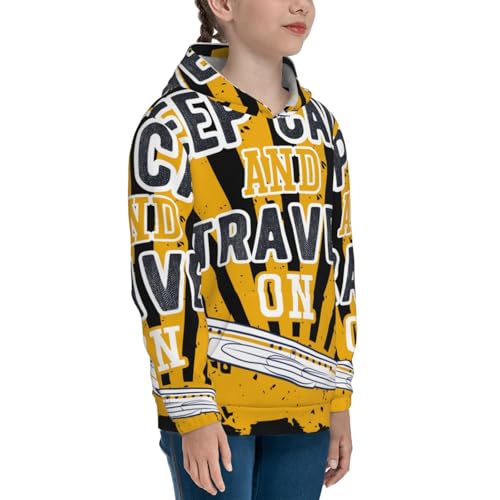 Keep Calm and Travel On Kids Pullover Hoodies Boys Sweatshirts Girls Athletic Clothes with Pocket3