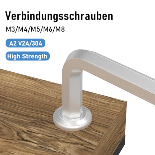 GUEEYUAW 10 Stück Verbindungsschrauben M8 × 12 mm 304 Edelstahl A2 V2A Hülsenschrauben Möbelschrauben