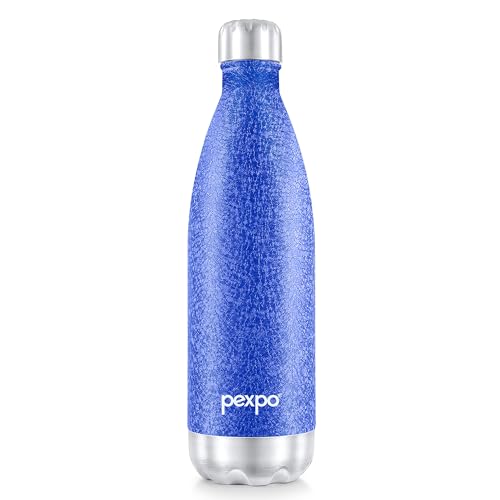 Image of Go24 pexpo Thermos Water Bottle 750ml | Hot and Cold Flask | ISI Certified Stainless Steel| 3 Layer Insulation | Leakproof | (Pack of 2) for Home, Office | 2-Year Warranty |Electro| Blue