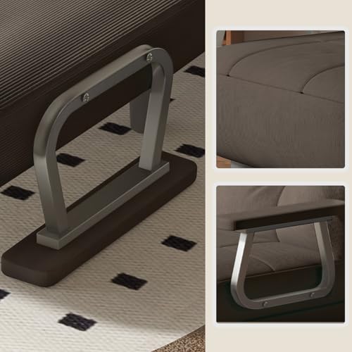 Divano Letto Divano Letto 1 Posto Convertibile Poltrona – Grande Comfort Sfoderabile Con Cuscino, Braccioli E Piedi In Metallo (Cachi) - 6