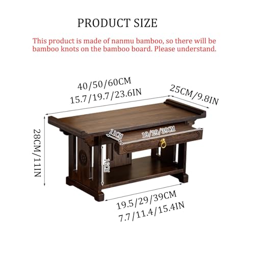 Altar de meditación de bambú de 60 cm con pedestal y almacenamiento 2