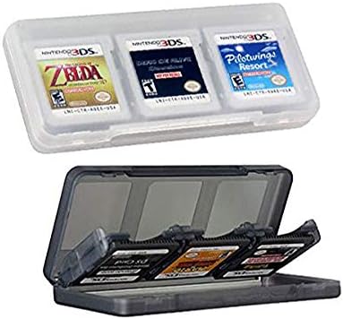 Haobase 2Pcs 6-in-1 Clear & Black Game Card Case for Nintendo New 3DSLL/ 3DSXL