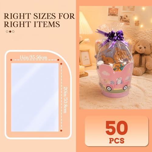 Image of WIKDAY Heat Shrink Wrap Bags 50 PCS 14x20 Inches Cellophane Bags Wrapping | Plastic Clear Shoe Wrap Bags Gift Wrapping Crafting Projects Product Storage Protection Bulk Item Sealing Holiday Preparation