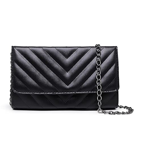 Bolsa Feminina Clutch Matelasse Preta Alça De Corrente