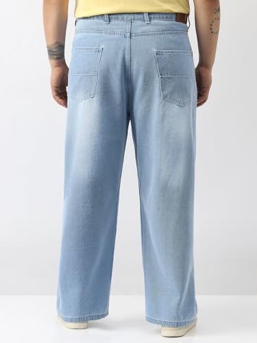 Image of Urbano Plus Men's Loose Baggy Fit Washed Jeans Non-Stretchable