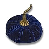Large Velvet Pumpkin Navy Blue, Handmade Home Decor, Wedding Table Centerpiece, Holiday Mantle Decor, Fall Halloween Thanksgiving Centerpiece