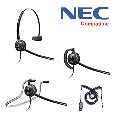 NEC Compatible Plantronics EncorePro 540 HW540 VoIP Direct Connect Headset Bundle - NEC Elite | Dterm Series i | Dterm IP | Dterm Elite | Series E | DSX | Aspire | NEC i-Series | Dterm Series III | Univerge | DT300 | DT700