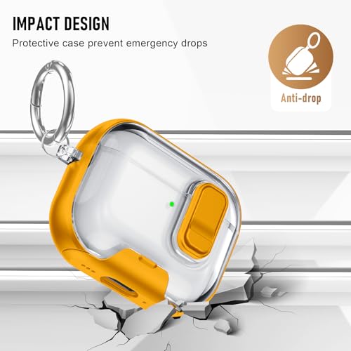 Image of Compatible Airpods Pro 3 Case (2025) with Phone Stand & Cleaner Kit,Print Soft Silicone Lock Clip Apple AirPods Pro 3rd Generation Case, Airpod Pro 3 Cover with Keychain for Women /Girls,Yellow