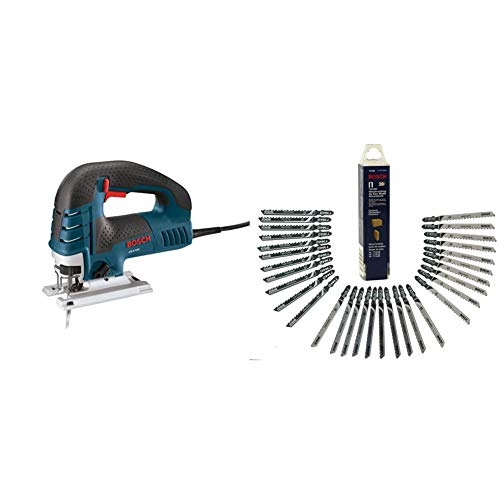 BOSCH JS470E 120V 7.0-Amp Corded Top-Handle Jig Saw & Bosch Thermotechnology T30W 30-Piece Woodworking Jigsaw Set