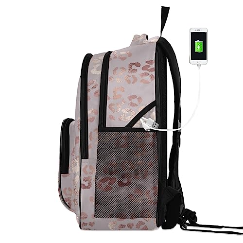 Orezi Fashion Backpack For Women Girl Rose Gold Leopard Schoolbag Backpack Bookbags Travel Bag Casual Daypack Rucksack For Student Teenagers Kid's #TOP1