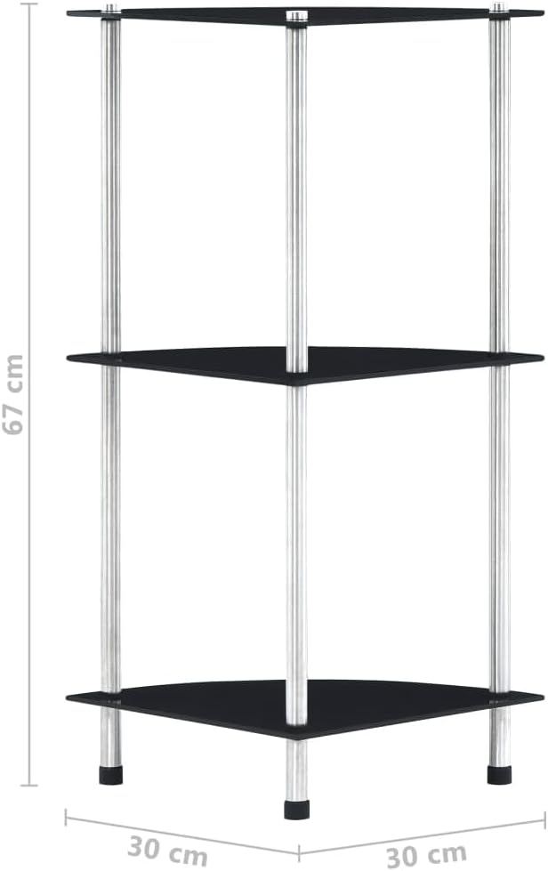 Contemporary Glass Shelf with 3 Shelves Made of Tempered Glass and Stainless Steel, Stylish Multi-Purpose Shelf for Living Room, Office or Bathroom for Storing Collectibles, Photo Frame