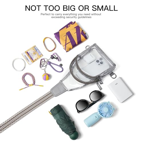 Image of LATMAP Clear Bag for Stadium Events 12x6x12 Clear Purse with 3-Zipper Pockets Crossbody Handbag Tote for Concerts Sports