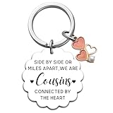 OWIGIU Cousin Gifts for Women Mothers Day Gifts for Cousin Keychain Birthday Gifts for Cousins Female Side By Side or Miles Apart We Are Cousins Connected By The Heart Keychain