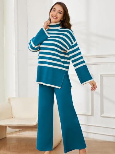 Image of TYSORT Women's Winter Woolen Turtleneck Sweater with Pajama | Warm Winter Wear Cord Set | Woolen Tracksuit Loungewear Set