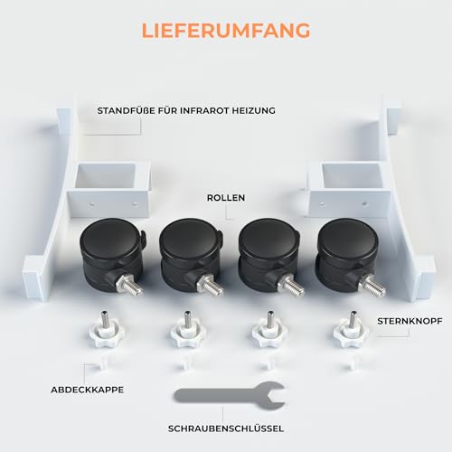 BR Bringer 2x Standfüße für Infrarotheizung universell- Robuste Standfüße für freistehende Verwendung der Elektroheizung- für diverse Marken und Modelle- Deutsche Qualitätsmarke (weiß)-6