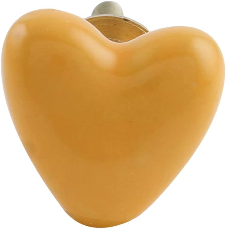 Indian Shelf 14 Piece Tiny Heart Ceramic Mustard Designer Cabinet Handles Dresser Knobs Drawer Pulls Stylish Look