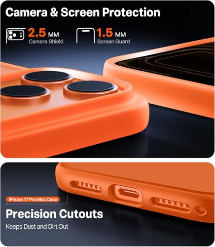 TORRAS Shockproof for iPhone 17 Pro Max Case with Camera Control Button, [12FT Military Grade Drop Protection] Enhanced Grip & Soft Touch Translucent 17 Pro Max Case with DIY Buttons, Zest Orange