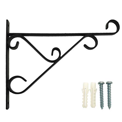 OUTOUR Sturdy Iron Heavy Duty 14" Plant Hook Planter Hanger Bracket for Hanging Wall Garden Decoration Patio Lawn Yard Backyard Indoor Outdoor Decor Home House Balcony Hall Porch, Matte Black