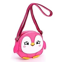 Sumnacon Little Girls Small Purse Shoulder Handbag Cross Body Messenger Bag with Zipper - Nice Stocking Filler (Penguin Pink)