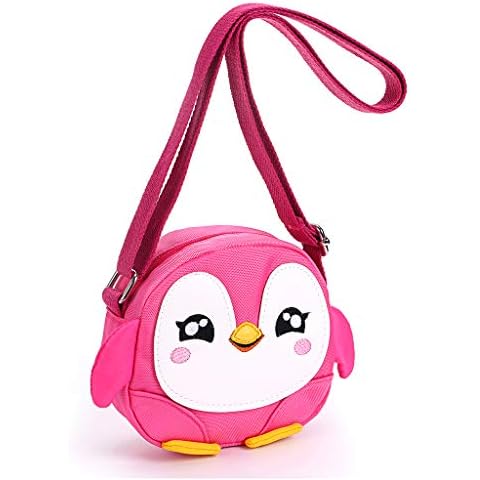 Sumnacon Little Girls Small Purse Shoulder Handbag Cross Body Messenger Bag with Zipper - Nice Stocking Filler (Penguin Pink) Cover