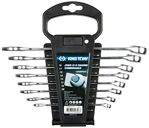 KingTony BR Jogo De Chave Combinada Em Suporte C/ 8 Pçs (8-19Mm) - 1208Mrs01