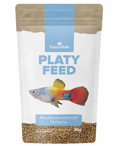 NatureHolic PlatyFeed Softgranulat | Fischfutter Aquarium | hochwertiges Hauptfutter für Platys & Zierfische | Fördert Gesundheit & Farbintensität | Fischfutter für Pflanzenfresser | 30 g