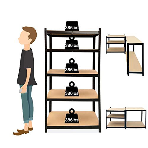 5-Tier Freestanding Storage Shelves Metal Storage Shelves Adjustable Shelf Steel Shelving Unit For Workshop Bookshelf Shed Office Heavy Duty Racking Shelves For Storage, 71H X 35W X 15.7D Inches #TOP2