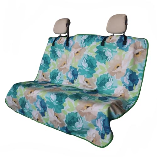 Image of Back Seat Cover for Car Trucks Van SUV Jeep,Waterproof Rear Bench Towel Seat Covers for Dogs and Kids,Automotive Backseat Protector (Chrysanthemum)