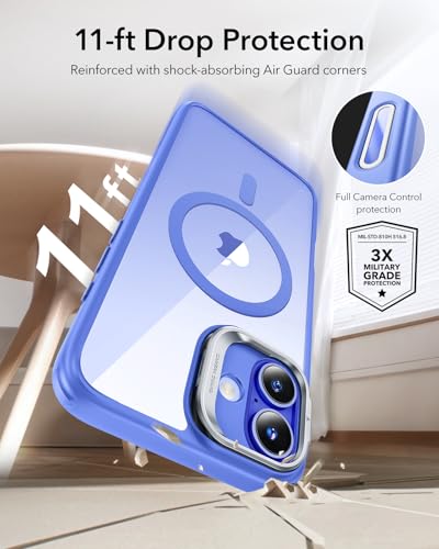 Image of ESR for iPhone 14 Pro Max Case, Compatible with MagSafe, Built-in Camera Ring Stand, Military-Grade Protection, Magnetic Phone Case for iPhone 14 Pro Max, Classic Kickstand Case (HaloLock), Clear Blue