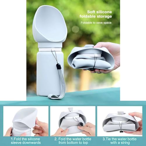 Sitechylor DWB-GRAY Dog Water Bottle,Silicone Foldable Leak Proof Dog Travel Water Bottle,Lightweight,19Oz Dogs Drink Dispenser thumb #2