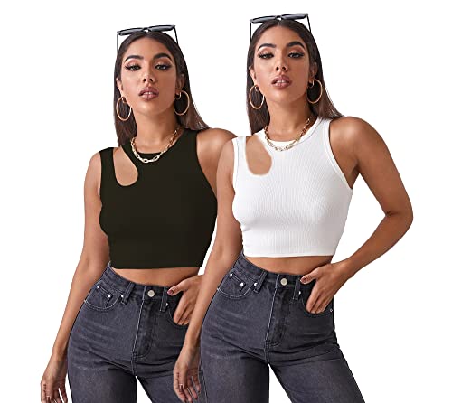 Image of Shasmi Women Crop Top, Ribbed, Stylish Tank Top, Soft and Comfy Fabric has Some Stretch