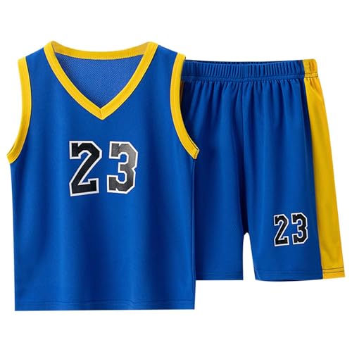 Traje de Baloncesto de Verano para Niños - Chaleco Deportivo de Secado Rápido, Traje de Fútbol de Dos Piezas Sin Mangas con Cuello en V